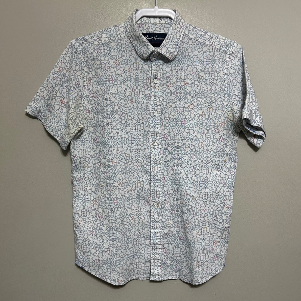 Robert Graham Modern Americana Button Up Shirt S Short Sleeve Geometric Preppy
